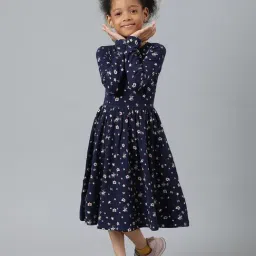 Beverly Hills Polo Club Kids Navy Cotton Printed Full Sleeves Dress-image-78