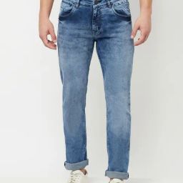 Cantabil Blue Cotton Regular Fit Jeans-picture-7