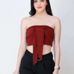 Cation Maroon Off-Shoulder Tube Top-image-12
