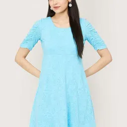 Code by Lifestyle Blue Printed A-Line Dress-28