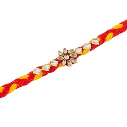 Anouk Set Of 3 Kundan Studded Thread Rakhis With Roli Chawal Chandan & Mishri image 5