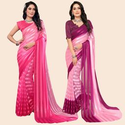 Moda Rapido Pack Of 2 Striped Satin Saree-image-85