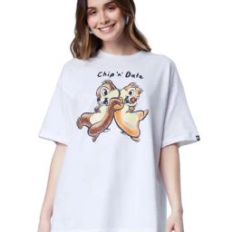 The Souled Store White Disney: Chip 'N' Dale Printed Oversized T-Shirt-image-55