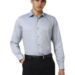 Van Heusen Blue Cotton Regular Fit Texture Shirts-image-91