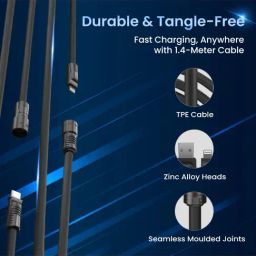 Portronics Konnect Tetra 60W 4 in 1 Multi Functional Fast Charging PD Cable with 1.4M Length (Black) image 5