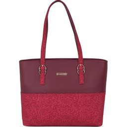Nicoberry PU Oversized Structured Tote Bag with Cut Work-10
