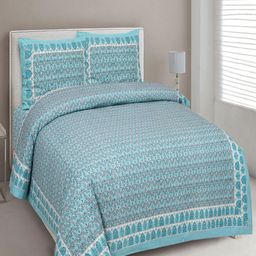 Myntra Elegant Homes Turquoise Blue Pure Cotton 180 TC King Bedsheet Set 2.74 m x 2.54 m-image-79