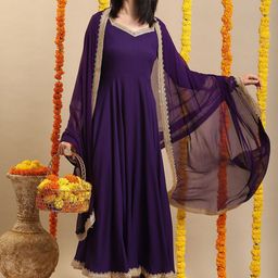 GoSriKi Anarkali Kurta with Trousers & Dupatta-picture-5