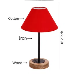 Devansh Red & Black Solid Traditional Table Lamp with Shade image 5