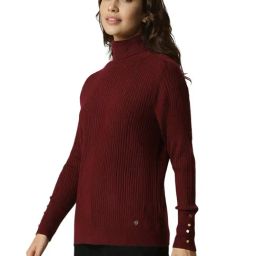 Allen Solly Maroon Regular fit Solid Sweaters image 3