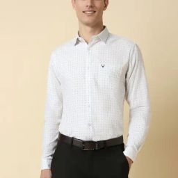 Allen Solly White Cotton Slim Fit Printed Shirt-image-93