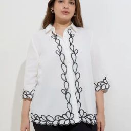 Gia by Westside White Embroidered Shirt-image-81