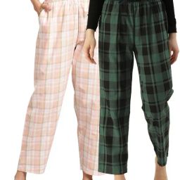 Kryptic Pink & Green Cotton Checks Lounge Pants (Pack Of 2)-image-62