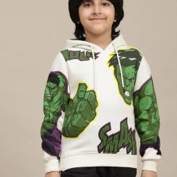 Kidsville Boys Off White Cotton Blend Printed Hooded Sweatshirt-picture-34
