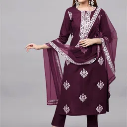 Piludi Women Ethnic Motifs Embroidered Regular Kurta with Trousers & With Dupatta-picture-40