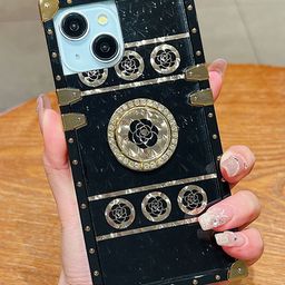 Luxury Kase Floral Design & Ring Holder iPhone 15 Back Case-image-27