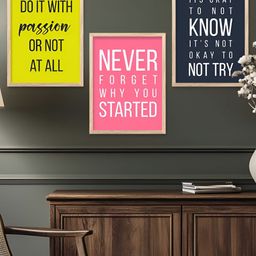 Kotart Pink & Yellow 3 Pieces Motivational Wooden Wall Arts-picture-24