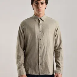 Calvin Klein Beige Regular Fit Cotton Shirt-image-96