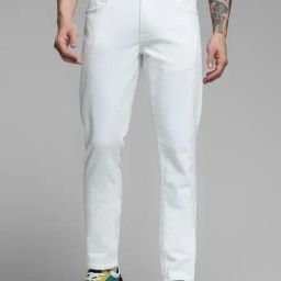 Jack & Jones White Cotton Slim Fit Jeans-image-63