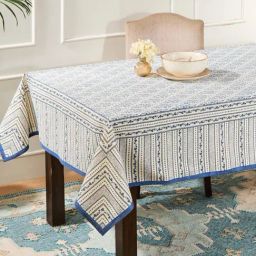 Fabindia Wabi Sabi Tl Blue Cotton Printed Table Cloth (4 Seater)-picture-40