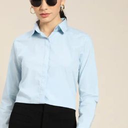 Hancock Blue Cotton Regular Fit Shirt-picture-13