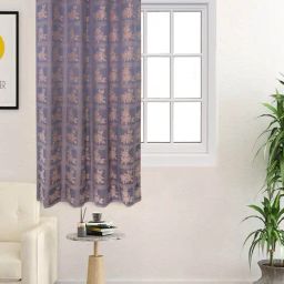 Saral Home Blue 5 ft Geometric Room Darkening Window Curtain-34