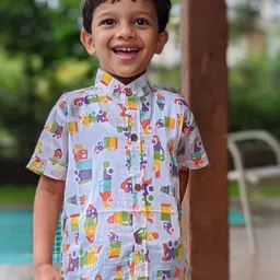 Tura Turi Boys Floral Opaque Printed Casual Shirt-44