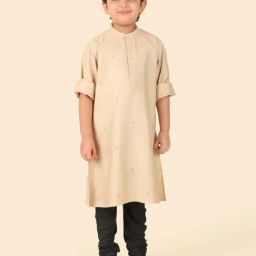 Fabindia Boys Beige Embroidery Full Sleeves Kurta Long-image-46