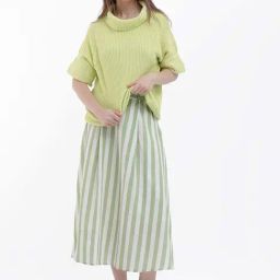 RAREISM Yellow Cotton Solid Short Sleeves Sweater-image-11