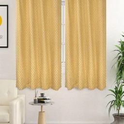 Saral Home Yellow 5 ft Geometric Room Darkening Window Curtain Set of 2-12