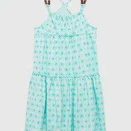 Mango Kids Girls Pure Cotton Floral Printed Tiered A-Line Dress-image-52