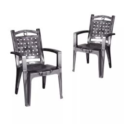Maharaja Sony Arm Rest Plastic Chair Amber Gold for Home, Office (Set of 2)-image-39