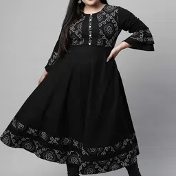 KALINI Women Bandhani Printed Round Neck Bell Sleeves Anarkali Kurta-picture-40