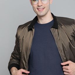 Mast & Harbour Men Olive Brown Solid Padded Jacket-picture-0