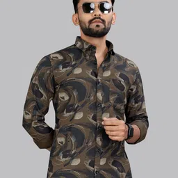 ADWYN PETER Men Classic Spread Collar Abstract Printed Cotton Casual Shirt-image-31
