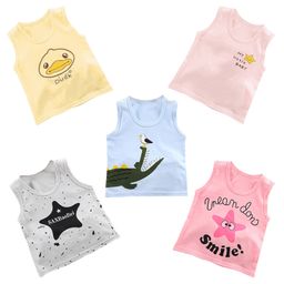 MumsLap  Pack Of 5 100% Cotton Sleeveless Animals  & Star Printed Vests - Multi Colour-25