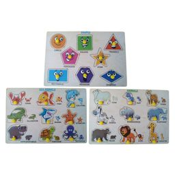 Wooden Puzzle with Knobs Educational and Learning Toy Animal, Sea Animal and Shape-image-80
