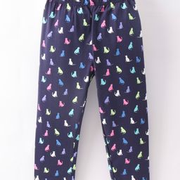 Doreme Cotton Single Jersey Knit Full Length Leggings Cat Print - Oxford Blue-image-36
