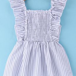 Kookie Kids Frill Sleeves Top with Smocking Detailing  - Grey-image-17