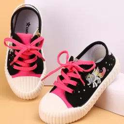 Cute Walk by Babyhug Lace Up Causal Shoes With Unicorn Print - Black-picture-38
