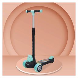 R for Rabbit Road Runner Bunny Kids Scooter 3 Level Adjustable Height Smart Fold & PU LED Wheels - Black & Blue-15