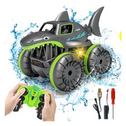 Negocio 2.4 G Hz 360 Amphibious Kids Rc Car Waterproof Remote Control Monster Shark Stunt Car 4 Channels Boys Crawler Toy- Pack of 1 - Color May Vary-6