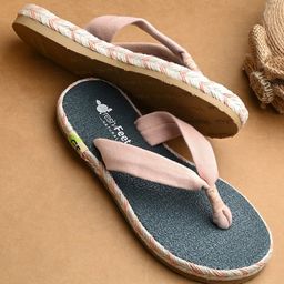 Fresh1947Feet Textured Super Comfortable Flip Flops - Peach & Teal Blue-image-3