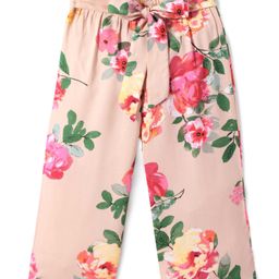 CrayonFlakes Floral Printed Belted Palazzo - Pink-picture-48