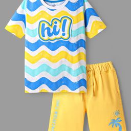 Ollington St. Cotton Half Sleeves Printed T-Shirt & Shorts Set - Multicolor & Yellow-image-44
