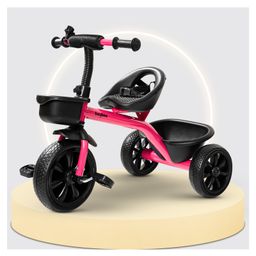 Baybee Thunder Baby Tricycle for Kids, Smart Plug & Play Kids Cycle with Eva Wheels, Bell, Storage Baskets & High Backrest (Pink)-picture-2