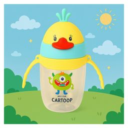 KIDS BASIC Baby Premium Duck Feeding Sipper With Straw & Handle For Grip- 350 ml- Yellow-17