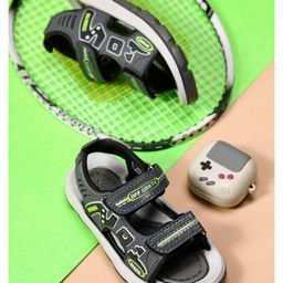 KATS No 1 Text Patch Detailed Double Velcro Closure Sandals - Grey-image-60