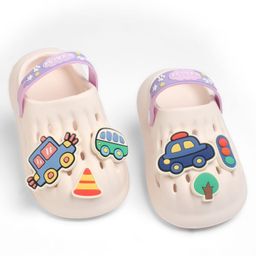 KIDLINGSS Vehicles Applique Detailed Perforated Slingback Clogs - White-picture-20
