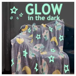 TONY STARK Big Size Unicorn Glow in The Dark Blanket for Kids,|200x152 Cm| Soft Flannel Fleece Throw, Cozy & Warm All-Season Radium Blanket for Boys & Girls (Grey Owlscape Nights)-image-52